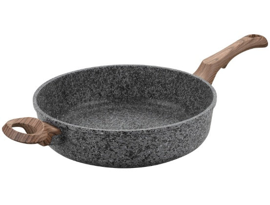 Granite 28JG Antihaftpfanne mit Deckel – 28 cm, Grau, Hochwertige Aluminiumlegierung, Vielseitig