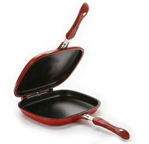 Doppelseitige Antihaft-Pfanne – Wende-Pfanne aus Aluminium, 46 x 32 cm, Rot, Vielseitig