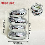 Laden Sie das Bild in den Galerie-Viewer, Disco Ball Spiral Vase Unique Glass Tiles Flower Bottle Disco Ball Planter Silver Mirror Vase Home Living Room Office Decor
